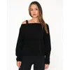 Rebody Active Romy Off Shoulder Cashmere Sweater In Black