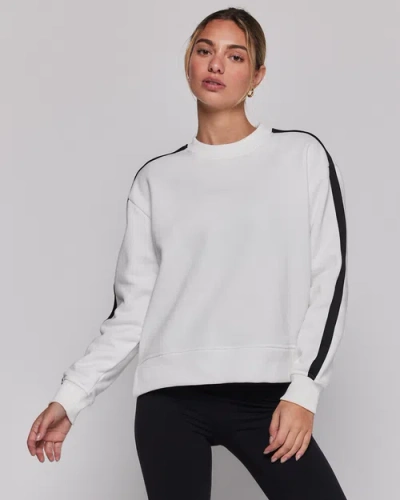 Rebody Active Sideline Fleece Sweatshirt In Brilliant White/black