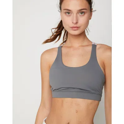 Rebody Active Strappy X Silkiflex Lite Bra In Stone Grey/pink