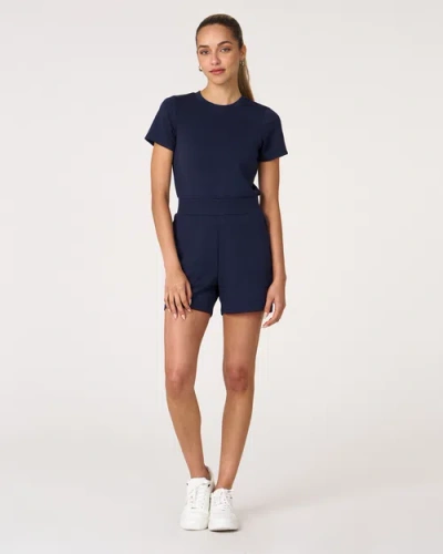 Rebody Active That's A Wrap Scuba Romper In Cool Navy