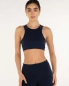 Rebody Active Venti Mesh Longline Silkiflex Longline Bra In Cool Navy