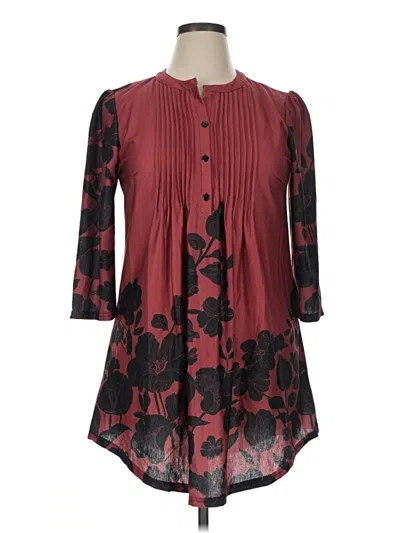 Pre-owned Reborn 3/4 Sleeve Blouse In Burgundy
