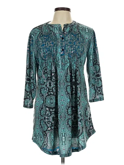 Pre-owned Reborn 3/4 Sleeve Blouse In Teal