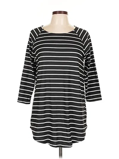 Pre-owned Reborn J 3/4 Sleeve Top Black Boatneck Tops