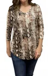 Reborn J Animal Print Top In Snakeskin In Brown