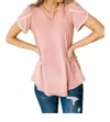Reborn J Laced Up & Sophisticated Blouse In Blush In Gold