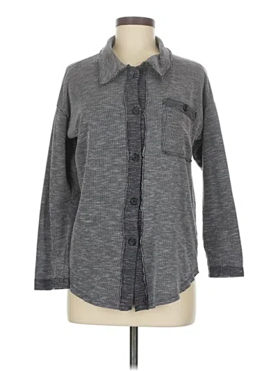 Pre-owned Reborn J Long Sleeve Button Down Shirt In Gray
