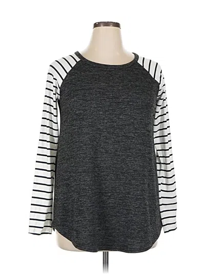 Pre-owned Reborn J Long Sleeve Top Gray Crew Neck Tops