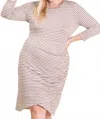 Reborn J Philomena Stretch Knit Dress In Mocha Stripe In Multi