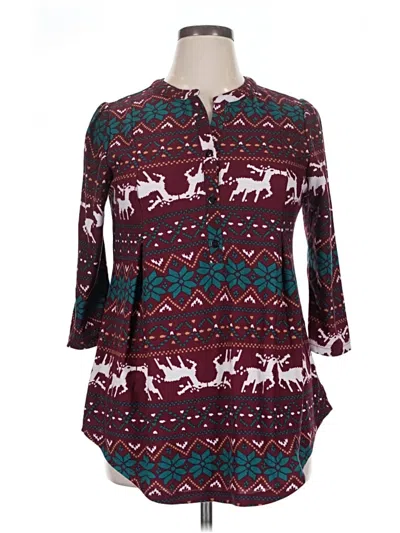 Pre-owned Reborn Long Sleeve Polo Shirt In Burgundy