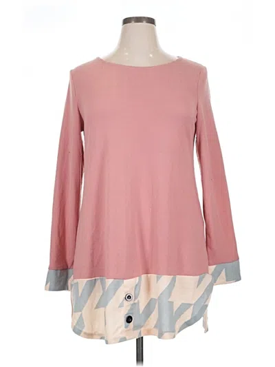 Pre-owned Reborn Long Sleeve Top Pink Boatneck Tops