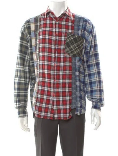 Pre-owned Rebuild By Needles Plaid Print Long Sleeve Western Shirt In Blue