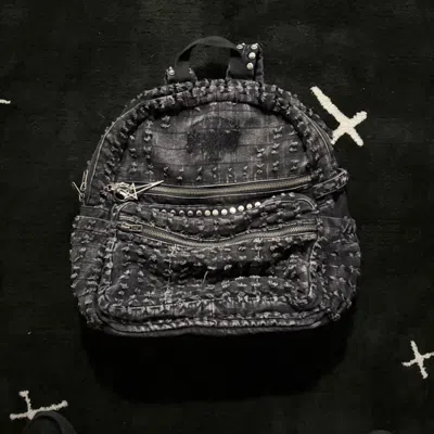 Pre-owned Reckless Scholars Ss25 - Thrashed Denim Backpack In Black