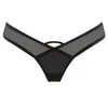Reckless Wolf Women's Black Bandit Thong - Mesh & Lycra Thong With Cutouts & Straps In Black
