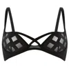Reckless Wolf Women's Black Burnout Bra - Double Stripe Organza Cups With Strap Detail In Black