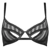 Reckless Wolf Women's Black Fierce Bra - Striped Mesh Wired Bra With Cutouts In Black