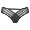 Reckless Wolf Women's Black Fierce Ouvert Thong - Striped Mesh Open Back With Thong Detail In Black