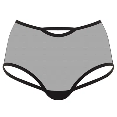 Reckless Wolf Women's Black Prey High Waisted Knicker - Mesh Brief With Cutouts