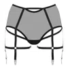 Reckless Wolf Women's Black Prey High Waisted Suspender Knickers - Mesh Brief With Garters In Black
