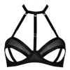 Reckless Wolf Women's Black Prey Triple Bra - Mesh Cutout Bra With Adjustable Chocker In Black