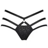 Reckless Wolf Women's Black Raw Strap Knicker - Leopard Print Brief With Soft Strapping & Cutouts In Black