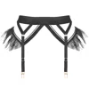 Reckless Wolf Women's Black Rogue Suspender - Adjustable Wide Band & Soft Strap Detail, With Hip Frills In Black
