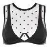 Reckless Wolf Women's Black Sinner Crop Top - Dot Tulle & Lycra Wired Bra/crop In Black