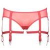 Reckless Wolf Women's Prey Red Backless Suspender Knicker - Christmas Special Mesh Brief With Garters In Red
