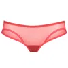 Reckless Wolf Women's Prey Red Full Knicker - Christmas Special Mesh Brief With Cutouts In Red
