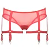 Reckless Wolf Women's Prey Red Full Suspender Knicker - Christmas Special Mesh Brief With Cutouts In Red