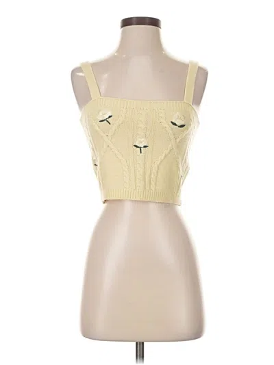 Pre-owned Reclaimed Vintage Tank Top Yellow Strapless Neckline Tops