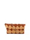 Reco Brown Rombo Quilted Shoulder Bag In Beige