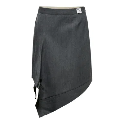 Re;code Asymmetrical Panel Draped Skirt In Gray