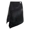 Re;code Asymmetrical Wrap Denim Skirt In Black
