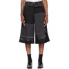 Re;code Black Mixed Fabric Denim Shorts In Black