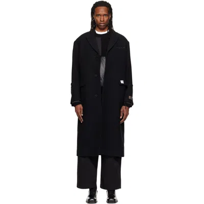 Re;code Black Single-breasted Long Coat