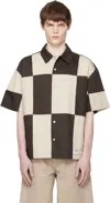 Re;code Brown & Off-white Checkerboard Shirt In Brown