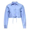Re;code Drawstring Cropped Shirt In Blue
