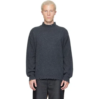 Re;code Gray Distressed Knit Sweater In Grey