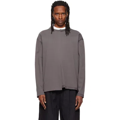 Re;code Gray Split Long Sleeve T-shirt In Grey