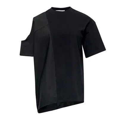 Re;code Half Fabric Mixed Top In Black