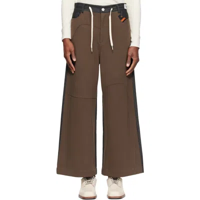 Re;code Khaki & Navy Puzzle-patched Wide Trousers