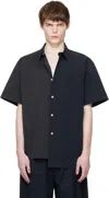 Re;code Navy Split Short Sleeve Seersucker Shirt In Blue