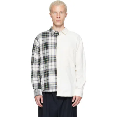 Re;code Off-white Split-check Shirt In Ivory