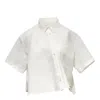 Re;code Seersucker Asymmetrical Cropped Shirt In White