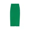 Recollection Brand Colored Midi Denim Skirt With Front Slit In Kelly Green