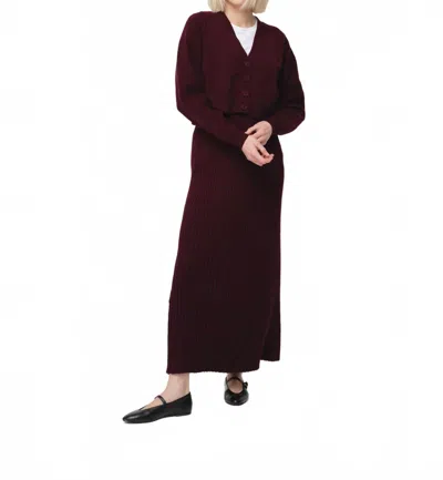 Recollection Brand Cropped Cardigan In Burgundy