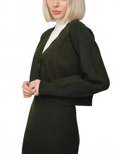 Recollection Brand Cropped Cardigan In Hunter Green