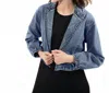 Recollection Brand Cropped Denim Blazer In Dark Denim