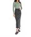 Recollection Brand Frayed Hem Asymmetrical Stretch Denim Maxi Skirt In Grey Wash